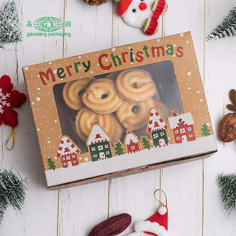 Kerst koekjesdozen donut geschenkdozen bakkerijdoos met doorzichtig venster