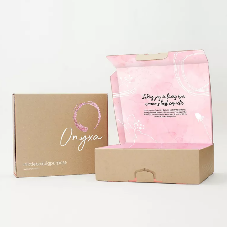 Op maat bedrukt kleurenlogo golfkarton cosmetische verzending roze mailer papieren doos kledingverpakkingsdoos