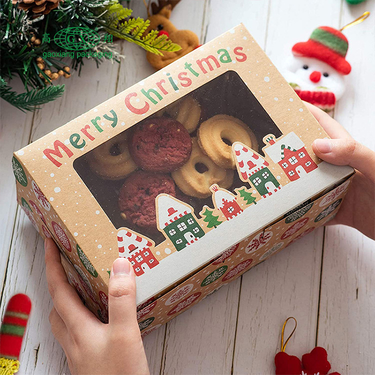 Kerst koekjesdozen donut geschenkdozen bakkerijdoos met doorzichtig venster