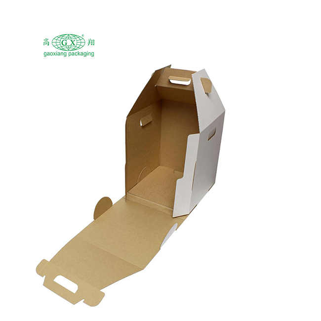 Witte kartonnen wegwerp hoge caddy 2- of 3-laags taartdoos met vensterdoos met handvat