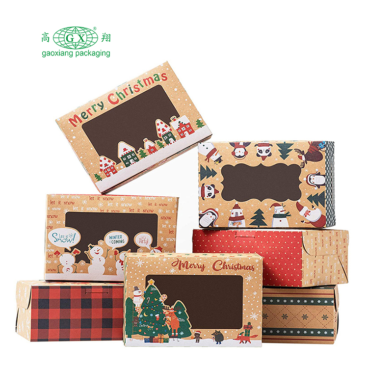Groothandel kerst koekjesdozen donut geschenkdozen bakkerijdoos met doorzichtig venster