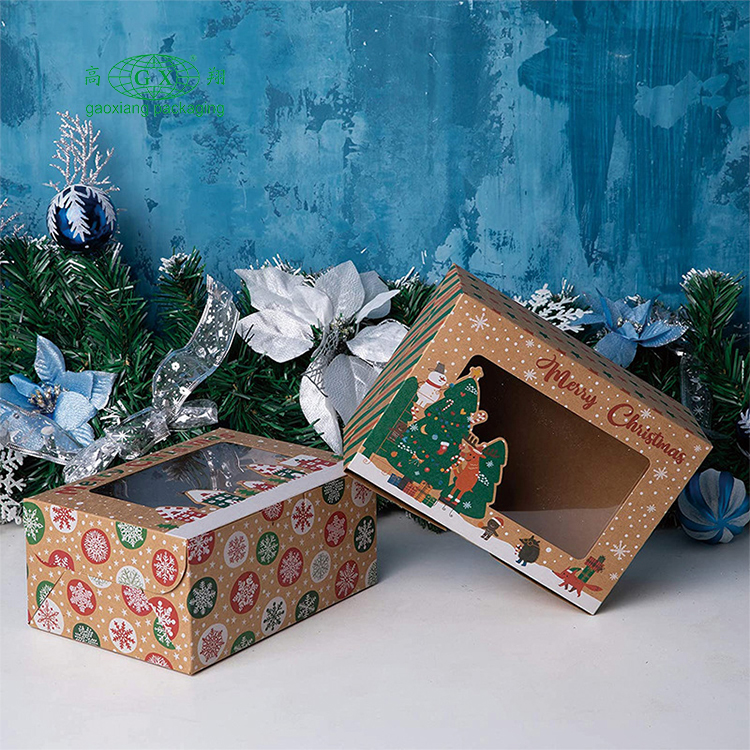 Kerst koekjesdozen donut geschenkdozen bakkerijdoos met doorzichtig venster