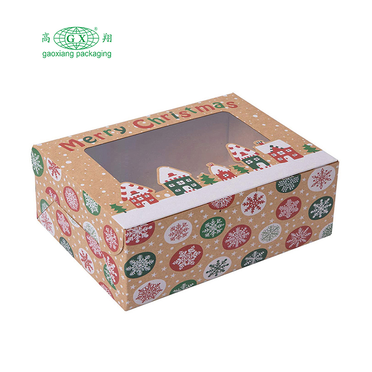 Kerst koekjesdozen donut geschenkdozen bakkerijdoos met doorzichtig venster