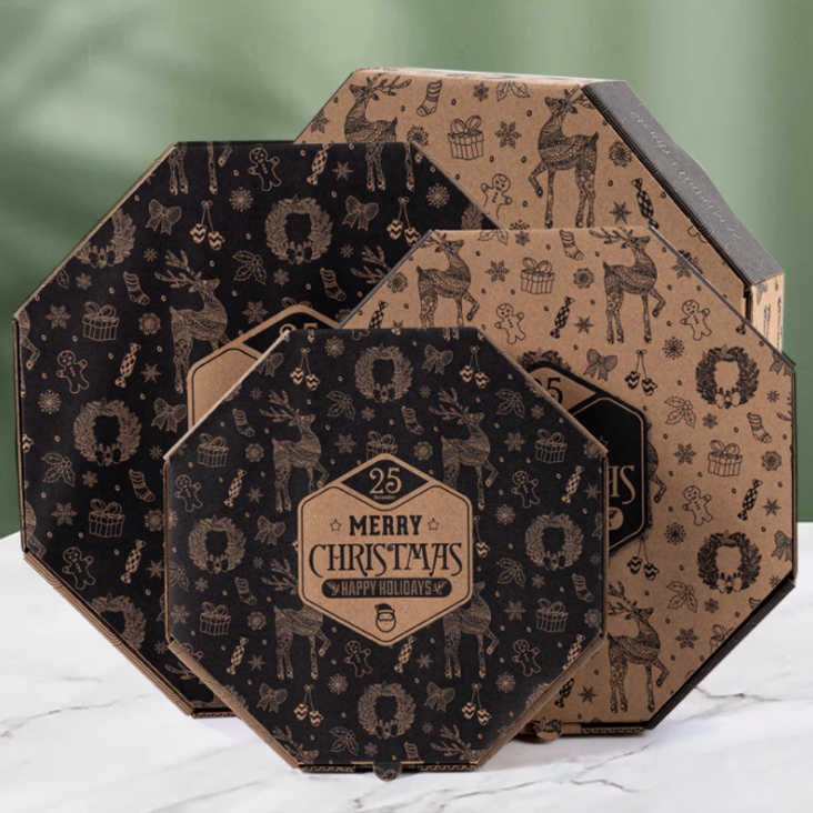 Goedkope op maat gemaakte alle maten 9 10 11 12 14 18 inch gegolfde kraftpapier pizzadozen