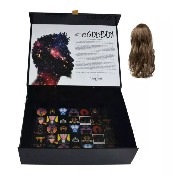 Private label luxe kartonnen lint zwart marmeren geschenkdoos op maat gemaakte haarverpakkingsdoos