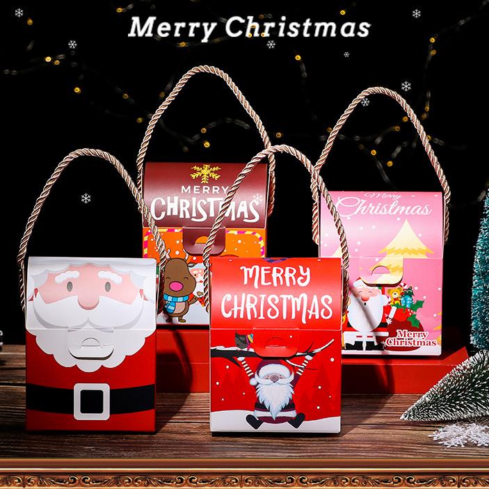 Aangepaste groothandel creatieve kerstcadeau opvouwbare handtas kerst appel papieren zak
