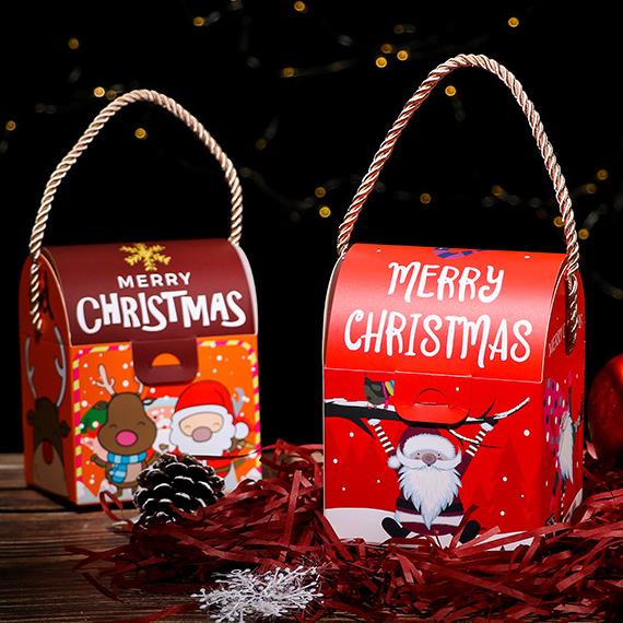 Aangepaste groothandel creatieve kerstcadeau opvouwbare handtas kerst appel papieren zak
