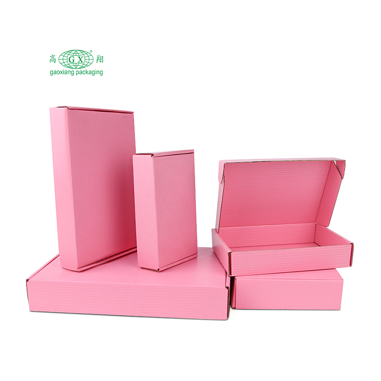Aangepast logo meervoudig gebruik roze papieren kartonnen golfkartonnen verzenddozen verpakking