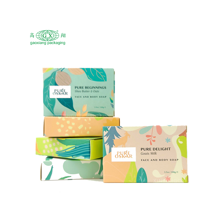 Full colour bedrukking op maat gerecycleerde kleine handgemaakte soap art papieren doosverpakkingen groothandel