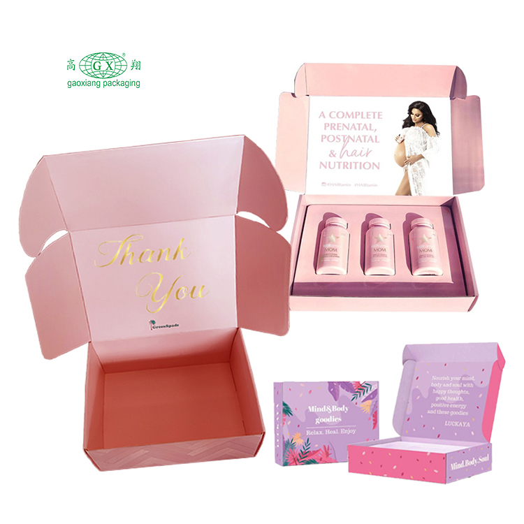 Op maat bedrukte e-commerce mailing cosmetische make-up schoonheidsdoos geschenkkleding verpakking golfkartonnen verzenddozen aangepaste logo pr-doos