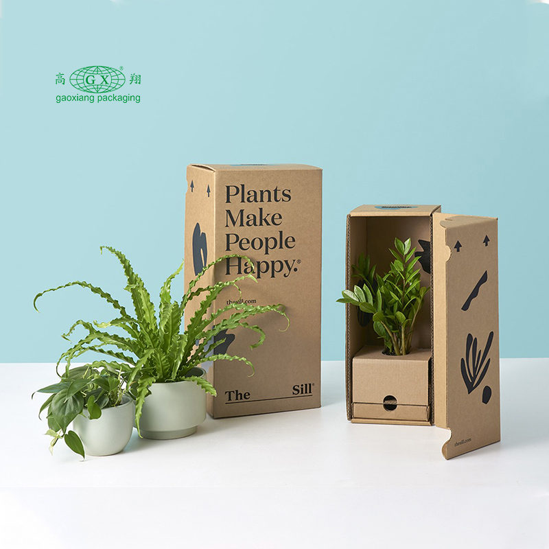 Op maat gemaakte golfkartonnen ambachten gepersonaliseerde dozen geschenkplanten papieren doosverpakking