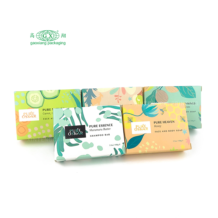 Full colour bedrukking op maat gerecycleerde kleine handgemaakte soap art papieren doosverpakkingen groothandel