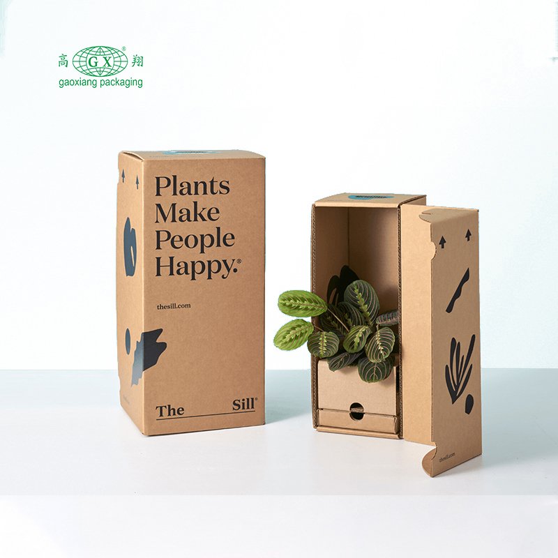 Op maat gemaakte golfkartonnen ambachten gepersonaliseerde dozen geschenkplanten papieren doosverpakking
