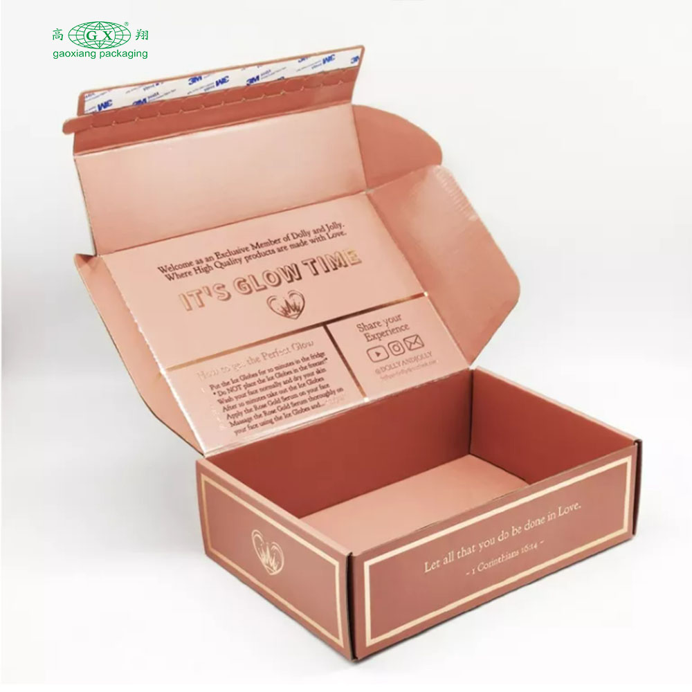 Aangepast logo gekleurd golfpapier roze cosmetische verpakking wimpers mailer verzenddoos gepersonaliseerde dozen