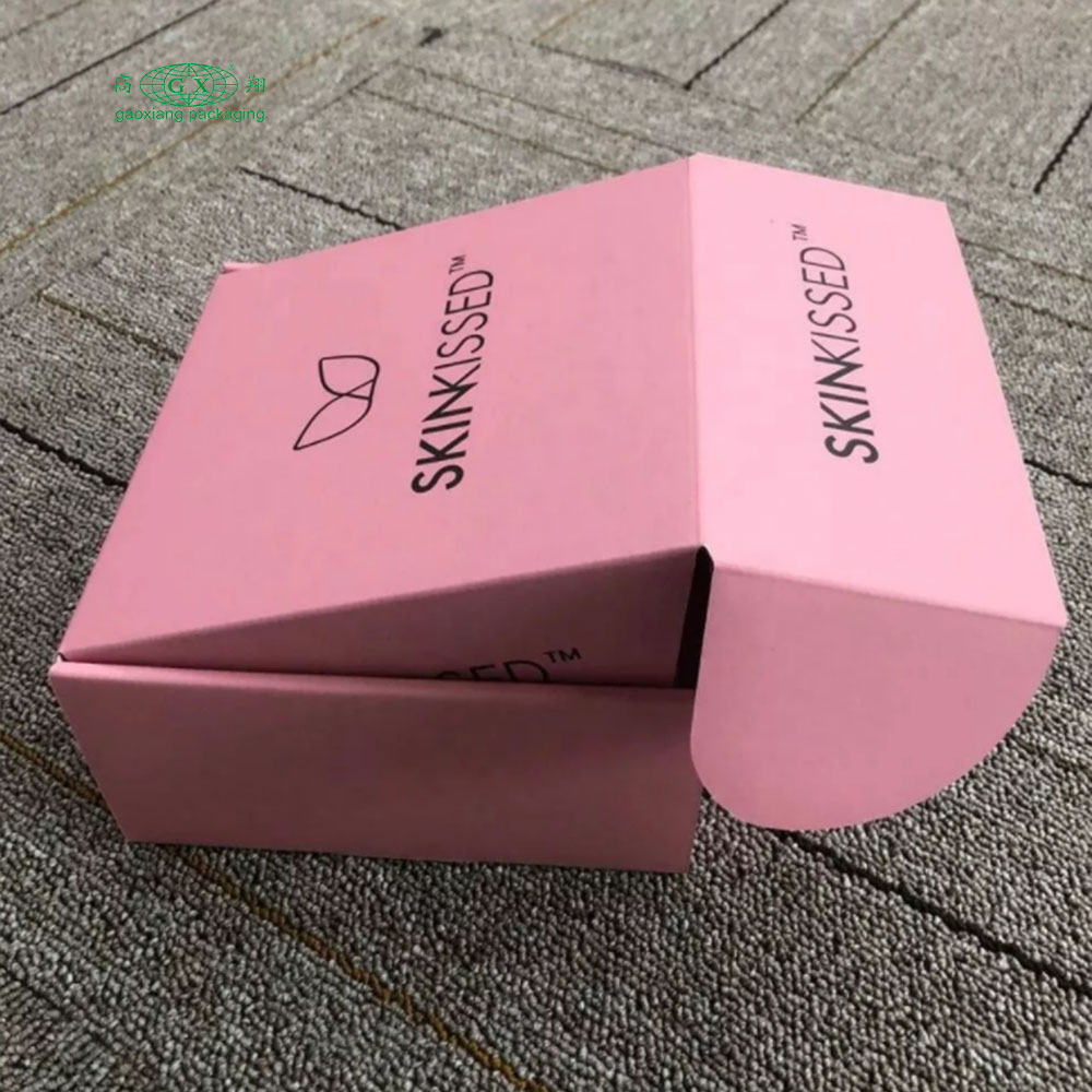 Aangepast logo gekleurd golfpapier roze cosmetische verpakking wimpers mailer verzenddoos gepersonaliseerde dozen