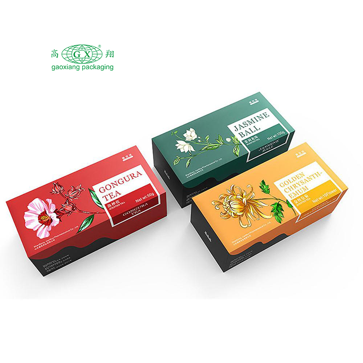 Creatieve flip-type multicolor mat kartonnen papieren geurende theeverpakkingsdoos voor gezondheidsproducten