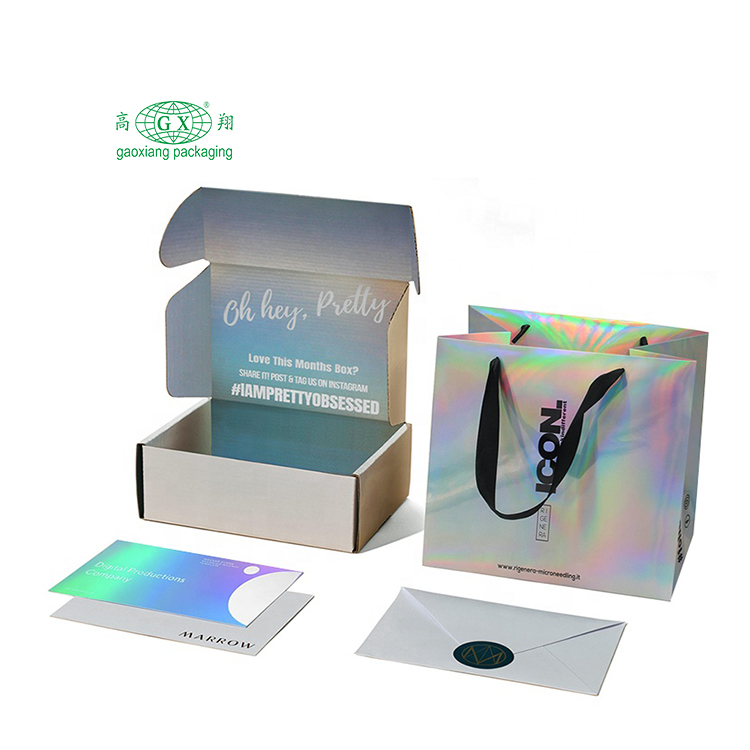 Aangepaste print gepersonaliseerde merk e-commerce golfkartonnen dozen holografische verzending mailer verpakkingsdoos
