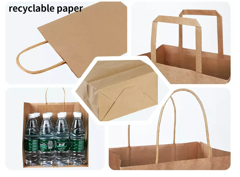 Aangepaste afhaal papieren zak mode winkelen kleding papieren zak bruine kraft papieren zakken