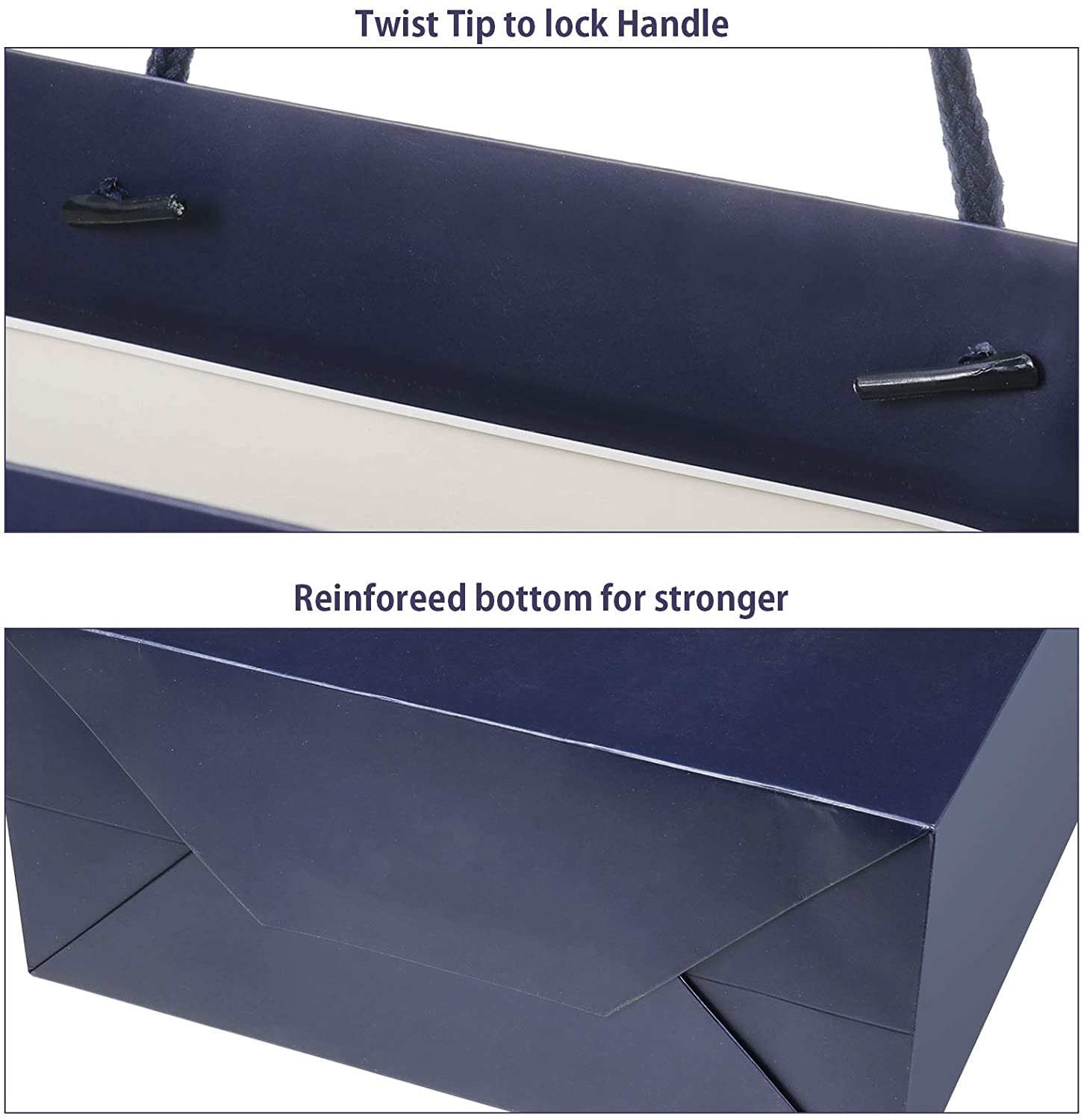 Luxe op maat gemaakte blauwe logo bedrukte kartonnen papieren buideltas met lint strikhandvat voor geschenkverpakkingen