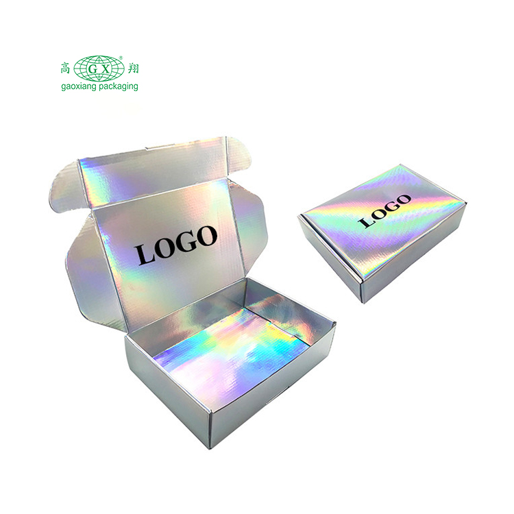 Op maat bedrukt logo kleine kartonnen golfkartonnen verzenddoos opvouwbare verzenddoos holografische verzenddozen