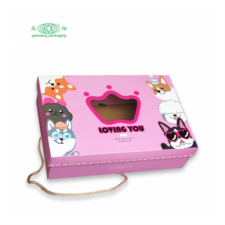 Custom logo fancy papier mailer doos kinderkleding boek speelgoed golfkartonnen doos venster doos